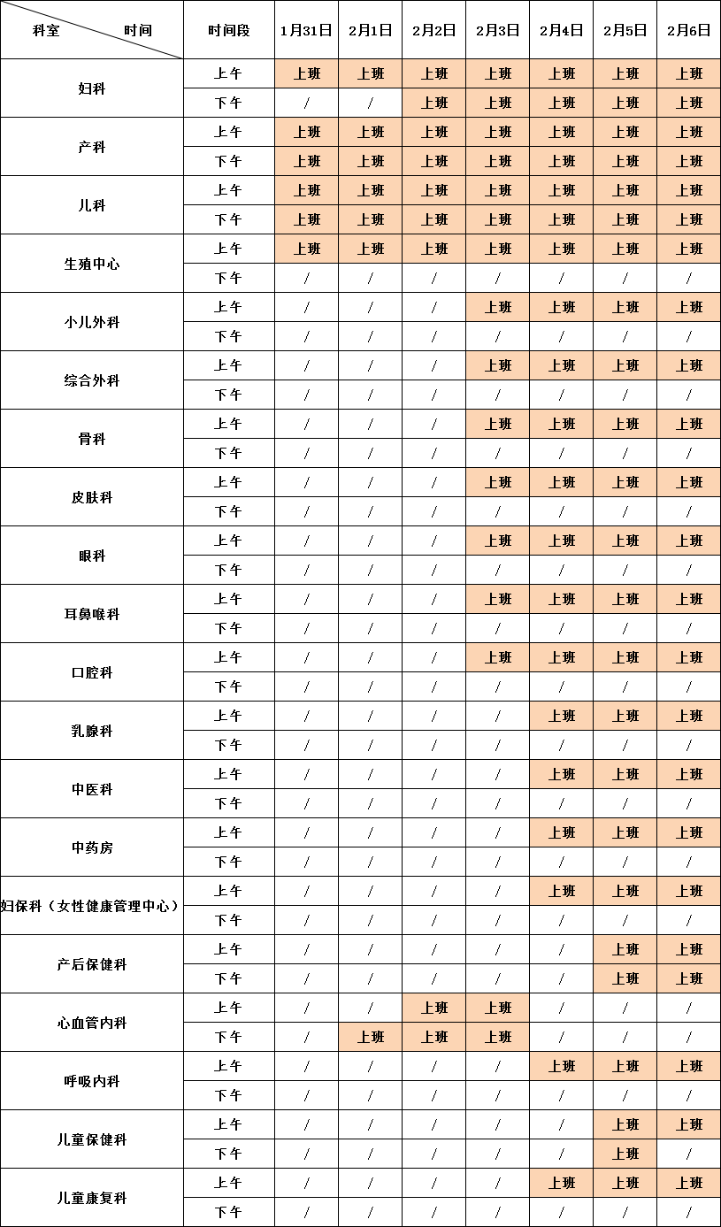 2022年桂林市妇幼保健院春节门诊安排表